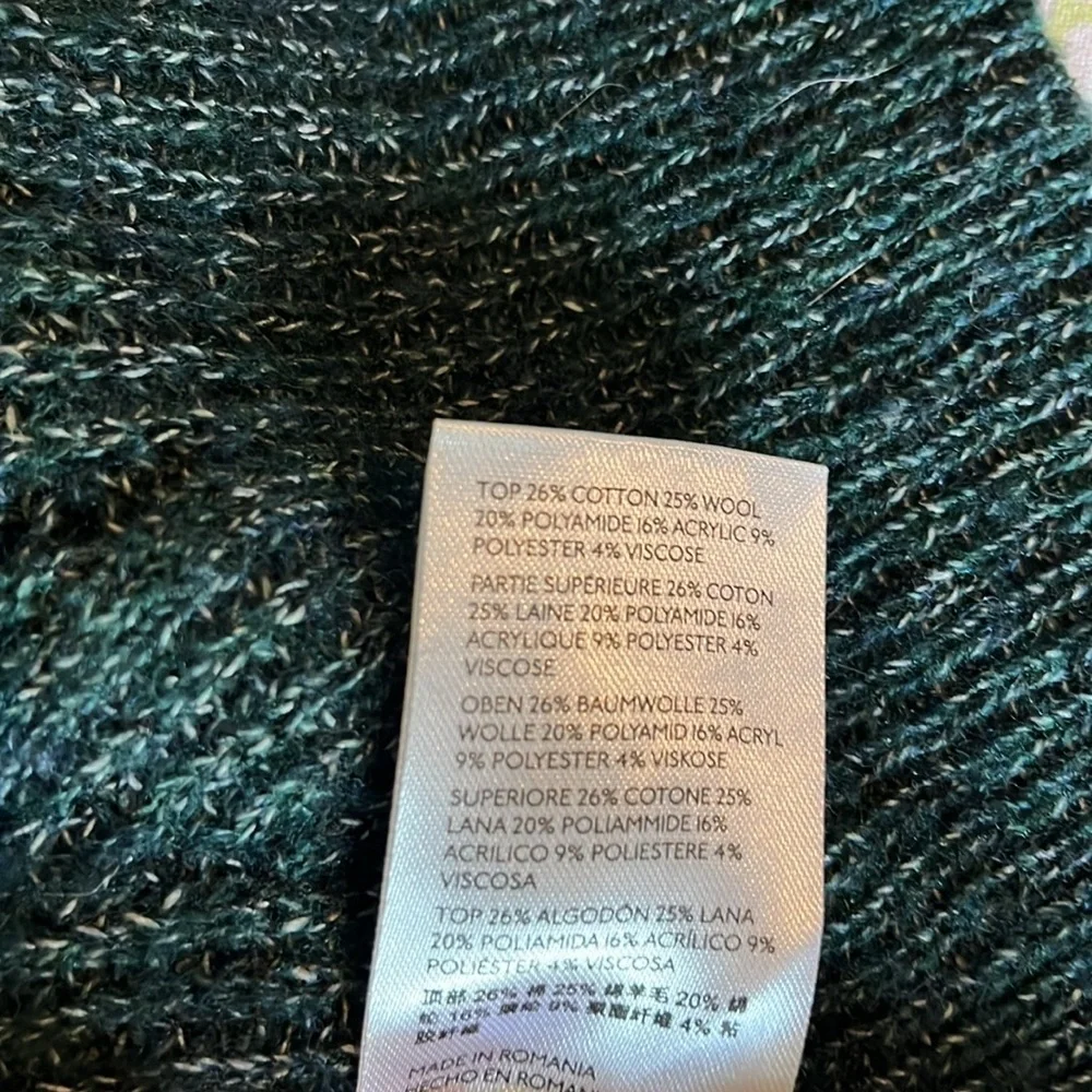 Anthropologie | Keely Fisherman Cable Knit‎ Pointelle Marled Green Sweater XS